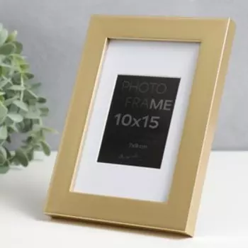 Фоторамка пластик "Gloria" 10х15 см, с паспарту, золото