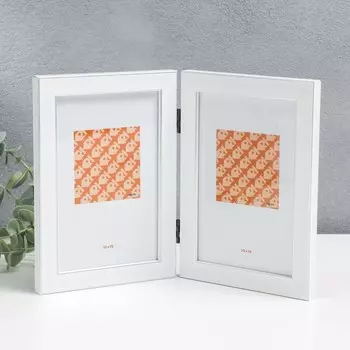 Фоторамка пластик на 2 фото "KRUZO", цв. белый