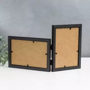 Фоторамка пластик на 2 фото "KRUZO", цв. коричневый