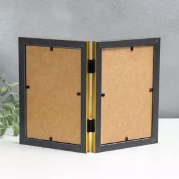 Фоторамка пластик на 2 фото "KRUZO", цв. золотой