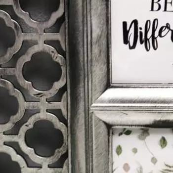 Фоторамка пластик на 4 фото 10х15 см "Узор" серебро 35х61 см