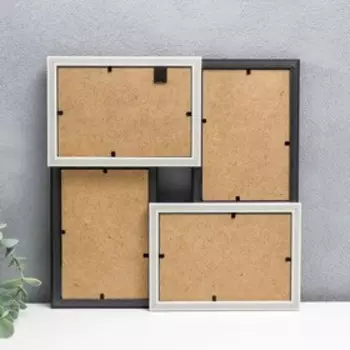 Фоторамка пластик на 4 фото "KRUZO", цв. коричнево-белый