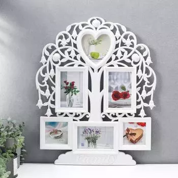 Фоторамка-коллаж на 6 фото 1015 см, 1313 см, 1010 см «Семейное древо», пластик, мультирамка, белая, 5644.5 см