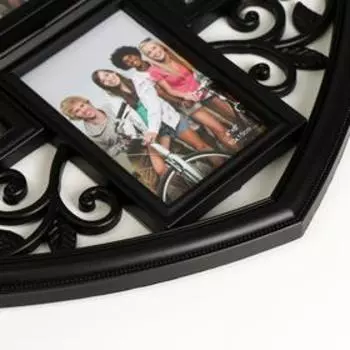 Фоторамка пластик на 6 фото 10х15 см "Сердце ажурное" черная 56х51 см
