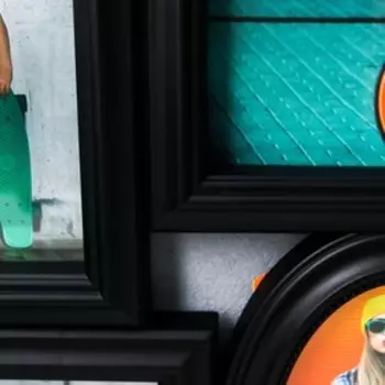 Фоторамка пластик на 6 фото 10х15 см "Вензель" чёрная 31,5х50 см