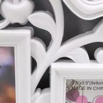 Фоторамка пластик на 6 фото 8х8 см, 10х10 см, 9х13 см "Яблоня" белая 29х36 см