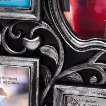 Фоторамка пластик на 6 фото 9х9 см, 10х15 см "Яблоня" серебро 29х36 см