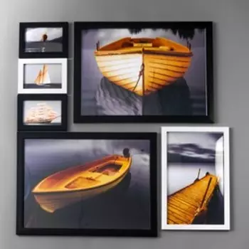 Фоторамка пластик на 6 фото "Стиль" чёрно-белые набор 109х43 см