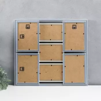 Фоторамка пластик на 7 фото "KRUZO", цв. белый с зелеными вставками