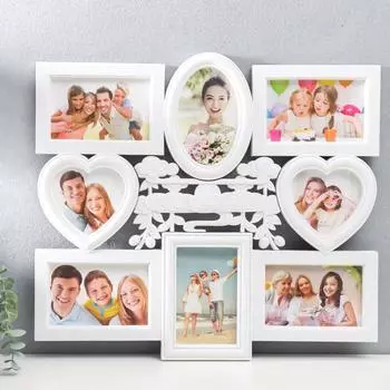 Фоторамка-коллаж на 8 фото 1010, 1015 см «Восход солнца», пластик, мультирамка, белый, 44.549.5 см