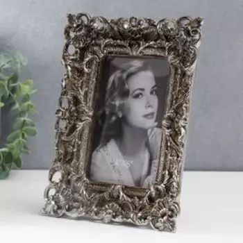 Фоторамка полистоун 10х15 см "Ампир" серебро 22,5х17,5 см