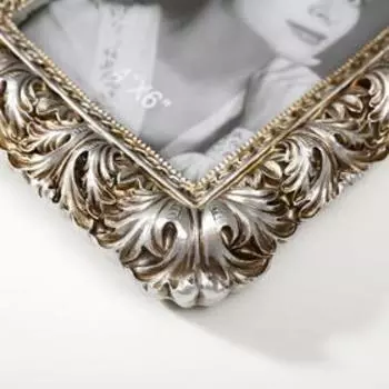 Фоторамка полистоун 10х15 см "Листья пышные" состаренное серебро 21,5х16,3 см