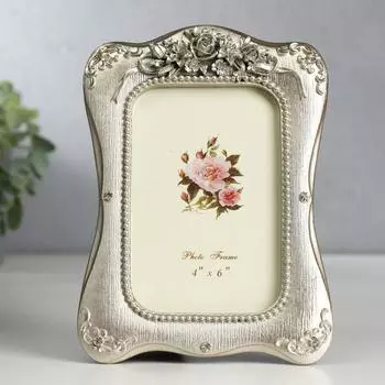 Фоторамка полистоун 10х15 см "Золотые розы" светлое золото 20х14 см