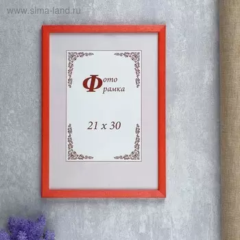 Фоторамка сосна с14 21х30 см, 016 алая (пластиковый экран)