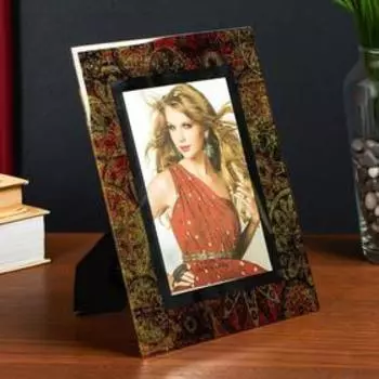 Фоторамка стекло 10х15 см "Цветочные узоры" блеск 22х17 см