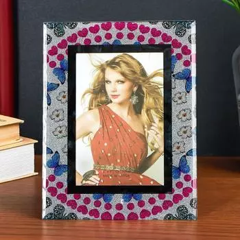 Фоторамка стекло 10х15 см "Калейдоскоп из бабочек" блеск 22х17 см