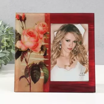 Фоторамка стекло "TZCH-043" 10х15 см, цв. красный