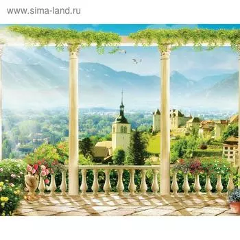 Фотосетка, 250 200 см, с фотопечатью, люверсы шаг 1 м, «Терраса с видом на город», Greengo