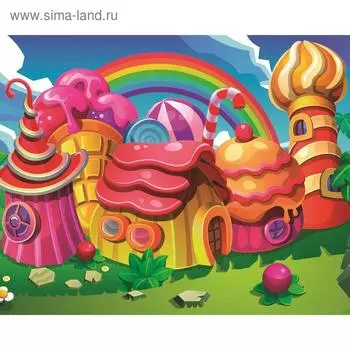 Фотосетка, 250200 см, с фотопечатью, люверсы шаг 1 м, «Пряничный домик», Greengo