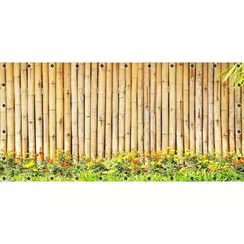 Фотосетка, 314 155 см, с фотопечатью, люверсы шаг 0.3 м, «Бамбуковый забор»