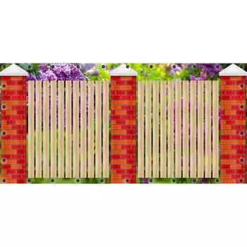 Фотосетка, 314 155 см, с фотопечатью, люверсы шаг 0.3 м, «Столбы из красного кирпича»