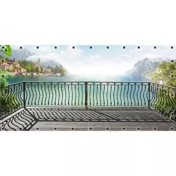 Фотосетка, 314 155 см, с фотопечатью, люверсы шаг 0.3 м, «Терраса над водой»
