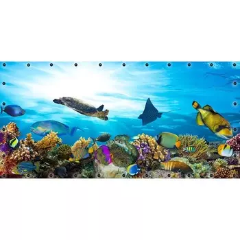 Фотосетка, 314 155 см, с фотопечатью, люверсы шаг 0.3 м, «Океанариум»