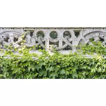 Фотосетка, 314 155 см, с фотопечатью, люверсы шаг 0.3 м, «Плющ на каменной террасе»