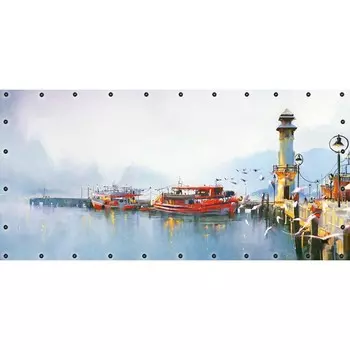Фотосетка, 314 155 см, с фотопечатью, люверсы шаг 0.3 м, «Пристань»
