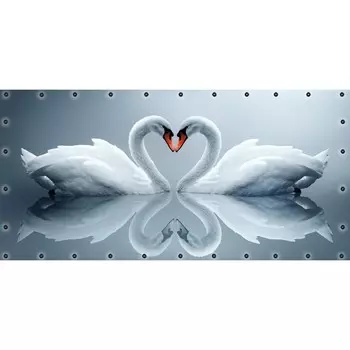 Фотосетка, 314 155 см, с фотопечатью, люверсы шаг 0.3 м, «Лебеди»