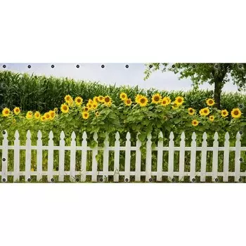 Фотосетка, 314 155 см, с фотопечатью, люверсы шаг 0.3 м, «Подсолнухи»