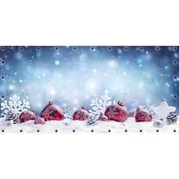 Фотосетка, 314 155 см, с фотопечатью, люверсы шаг 0.3 м, «Игрушка на снегу»