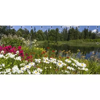 Фотосетка, 314 155 см, с фотопечатью, люверсы шаг 0.3 м, «Цветы луговые»