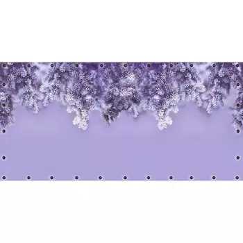 Фотосетка, 314 155 см, с фотопечатью, люверсы шаг 0.3 м, «Еловые ветки в сиреневых тонах»