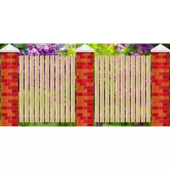 Фотосетка, 320 155 см, с фотопечатью, «Столбы из красного кирпича»