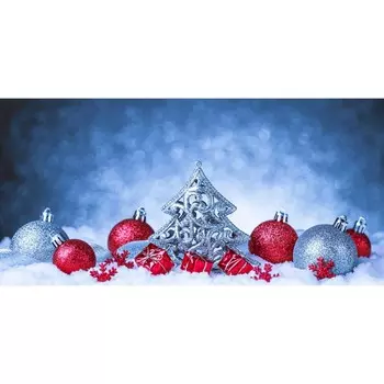 Фотосетка, 320 155 см, с фотопечатью, «Новогодние красные шары»