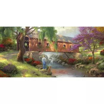 Фотосетка, 320 155 см, с фотопечатью, «Рыбак у крытого моста»