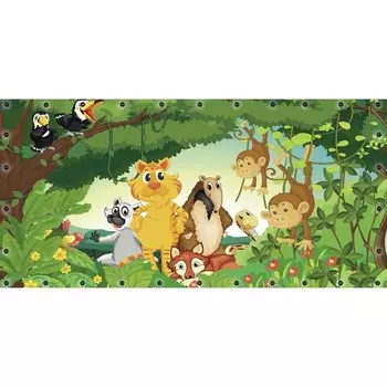 Фотосетка, 320 155 см, с фотопечатью, люверсы шаг 0,3 м, «Лесные звери»