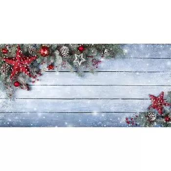 Фотосетка, 320 155 см, с фотопечатью, «Новогодние лапы ели на досках»
