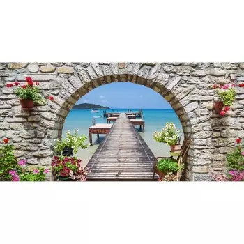 Фотосетка, 320 155 см, с фотопечатью, «Арка с видом на море»