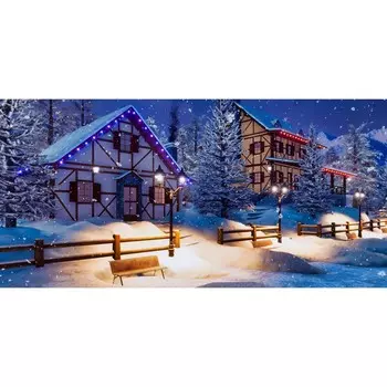 Фотосетка, 320 155 см, с фотопечатью, «Рождественские домики»