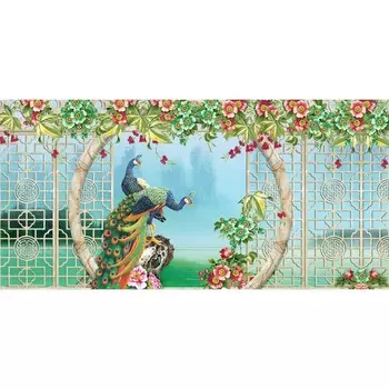 Фотосетка, 320 155 см, с фотопечатью, «Павлины»