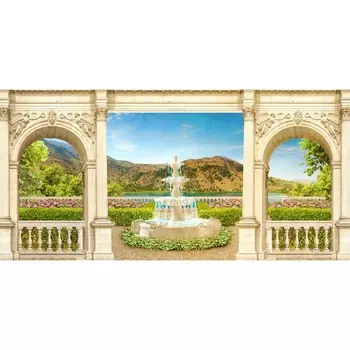 Фотосетка, 320 155 см, с фотопечатью, «Фонтан и арки»
