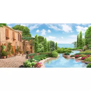 Фотосетка, 320 155 см, с фотопечатью, «Домик у воды»