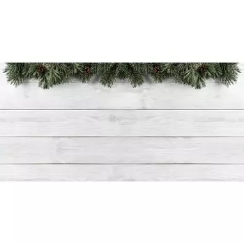 Фотосетка, 320 155 см, с фотопечатью, «Белые доски с еловыми ветками»