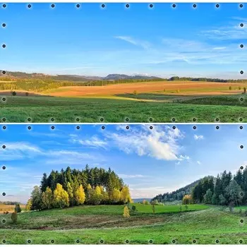 Фотосетка, из двух полотен по 314 155 см, с фотопечатью, люверсы шаг 0.3 м, «Зелёные просторы»
