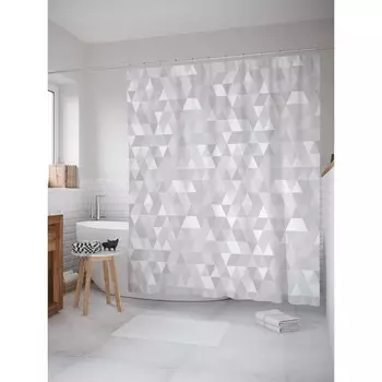 Фотоштора для ванной «Мраморные треугольники», сатен, размер 180х200 см