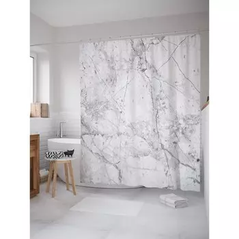 Фотоштора для ванной «Старая стена с усами», сатен, размер 180х200 см