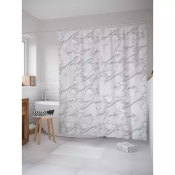 Фотоштора для ванной «Мрамор из древности», сатен, размер 180х200 см