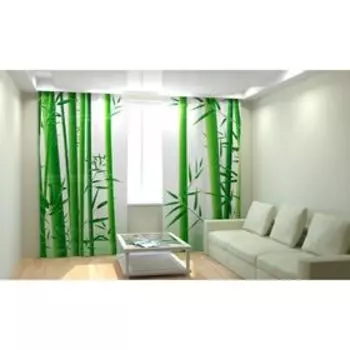Фотошторы «Бамбук», ширина 150 см, высота 260 см-2 шт., шторная лента, габардин